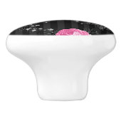 ヴィンテージピンクローズエレガントシルバーグリッター セラミックノブ (側面)