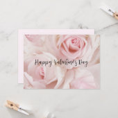 ヴィンテージピンクローズエレガントブーケバレンタインデー カード (正面/裏面インサイチュ)