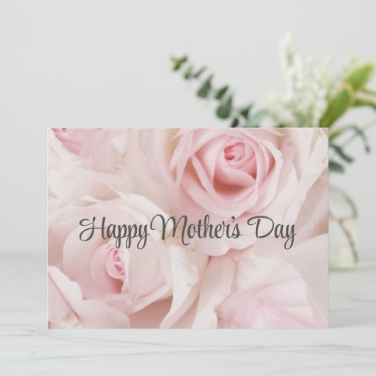 ヴィンテージピンクローズエレガントブーケ母の日 カード (スタンド正面)