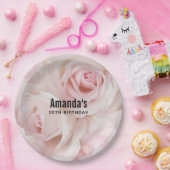 ヴィンテージピンクローズエレガントブーケ誕生日 ペーパープレート (パーティー)