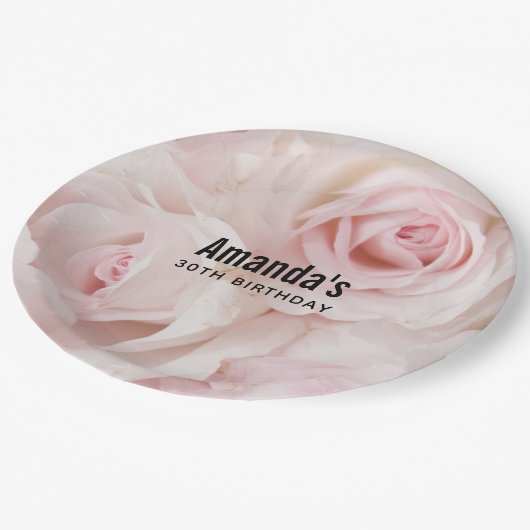 ヴィンテージピンクローズエレガントブーケ誕生日 ペーパープレート (アングル)