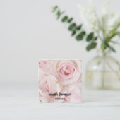 ヴィンテージピンクローズエレガントブーケ スクエア名刺 (スタンド正面)