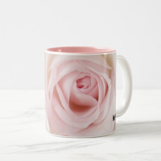 ヴィンテージピンクローズエレガントブーケ ツートーンマグカップ (正面右)