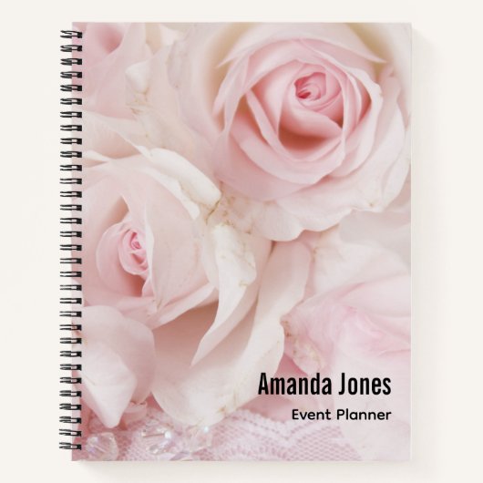 ヴィンテージピンクローズエレガントブーケ ノートブック (正面)
