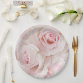 ヴィンテージピンクローズエレガントブーケ ペーパープレート