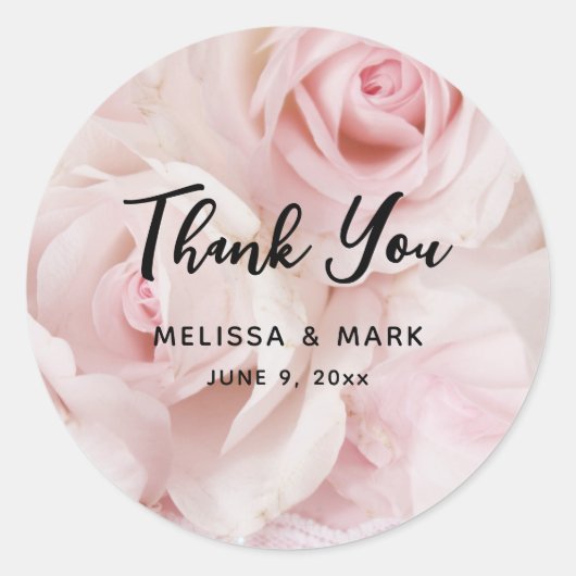 ヴィンテージピンクローズエレガントブーケ ラウンドシール (正面)