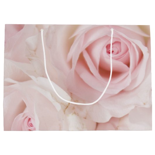 ヴィンテージピンクローズエレガントブーケ ラージペーパーバッグ (裏面)