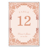 ヴィンテージピンクローズエレガント結婚ビクトリアン金ゴールド テーブルナンバー (正面)