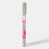 ヴィンテージピンクローズオン金ゴールドティール（緑がかった色）ダマスク名前をカスタムする Case-Mate iPhoneケース (裏面 / 右)