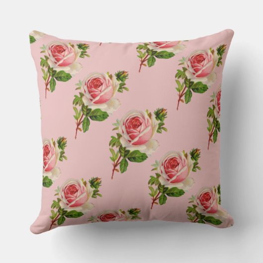 ヴィンテージピンクローズガーデン装飾用クッション クッション (裏面)