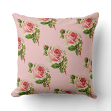ヴィンテージピンクローズガーデン装飾用クッション