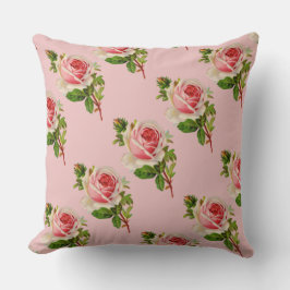 ヴィンテージピンクローズガーデン装飾用クッション クッション