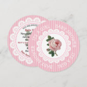 ヴィンテージピンクローズガールのベイビーシャワー招待状 招待状 (正面/裏面)