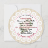 ヴィンテージピンクローズガールベビーシャワー招待状 招待状 (裏面)