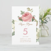 ヴィンテージピンクローズガール誕生日招待状 招待状 (スタンド正面)