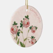 ヴィンテージピンクローズクリスマス セラミックオーナメント (右)