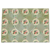 ヴィンテージピンクローズグリーンアレーダマスク ラージペーパーバッグ (正面)