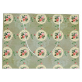 ヴィンテージピンクローズグリーンアレーダマスク ラージペーパーバッグ (裏面)