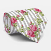 ヴィンテージピンクローズグレーストライプ ネクタイ (ロール)