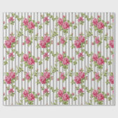 ヴィンテージピンクローズグレーストライプ ラッピングペーパー (フラット)