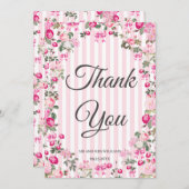 ヴィンテージピンクローズコケッテボウストライプス 招待状 (正面/裏面)