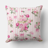 ヴィンテージピンクローズコケットボウストライプズ クッション (裏面)