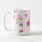 ヴィンテージピンクローズコケットボウストライプズ コーヒーマグカップ (左)