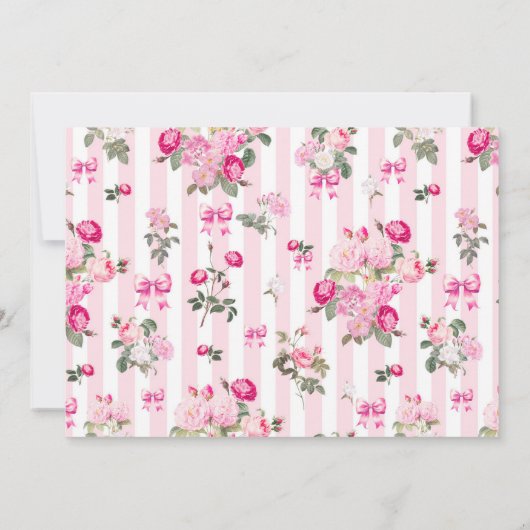 ヴィンテージピンクローズコケットボウストライプズ 招待状 (裏面)