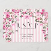 ヴィンテージピンクローズコケットボウストライプズ 招待状 (正面/裏面)