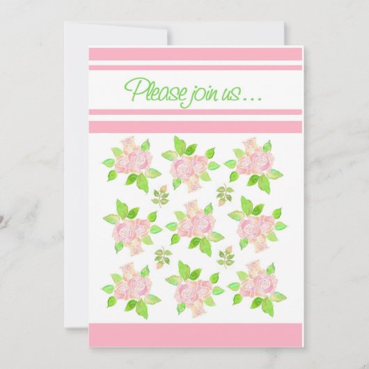 ヴィンテージピンクローズサマーパーティの招待状 招待状 (正面)