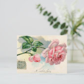 ヴィンテージピンクローズサンキュー ポストカード (スタンド正面)