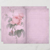 ヴィンテージピンクローズジャーナルスクラップブック紙 (正面/裏面)