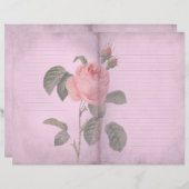 ヴィンテージピンクローズジャーナルスクラップブック紙 (正面/裏面)