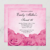 ヴィンテージピンクローズスイート16バースデーパーティー 招待状 (正面/裏面)