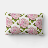 ヴィンテージピンクローズスケッチパターンランバーピロー ランバークッション (裏面)