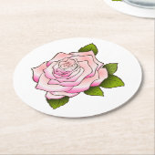 ヴィンテージピンクローズスケッチ ラウンドペーパーコースター (アングル)