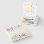 ヴィンテージピンクローズストーンコースター ストーンコースター (横)