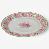 ヴィンテージピンクローズティーパーティー紙プレート ペーパープレート (アングル)