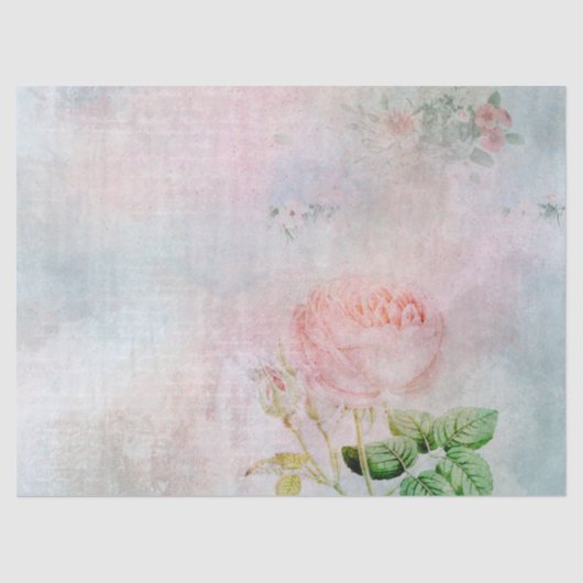 ヴィンテージピンクローズデコパージュ 薄葉紙 (正面)