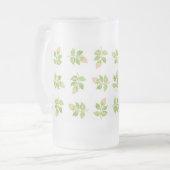 ヴィンテージピンクローズバッドすりガラス製マグカップ フロストグラスビールジョッキ (正面左)