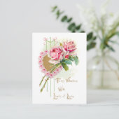 ヴィンテージピンクローズバレンタインデー ポストカード (スタンド正面)