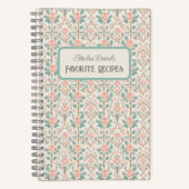 ヴィンテージピンクローズパーソナライズされたレシピ手帳 ノートブック (正面)