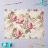 ヴィンテージピンクローズフラワーガーデンデコップページ 薄葉紙 (クラフト)