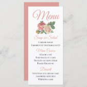 ヴィンテージピンクローズフラワーフローラ結婚式 メニュー (正面/裏面)
