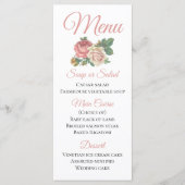 ヴィンテージピンクローズフラワーフローラ結婚式 メニュー (正面)