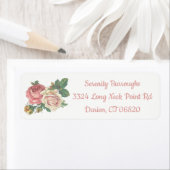 ヴィンテージピンクローズフラワー – フローラ結婚披露宴 ラベル (インサイチュ)