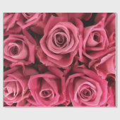 ヴィンテージピンクローズフローラギフトラップ ラッピングペーパー (フラット)