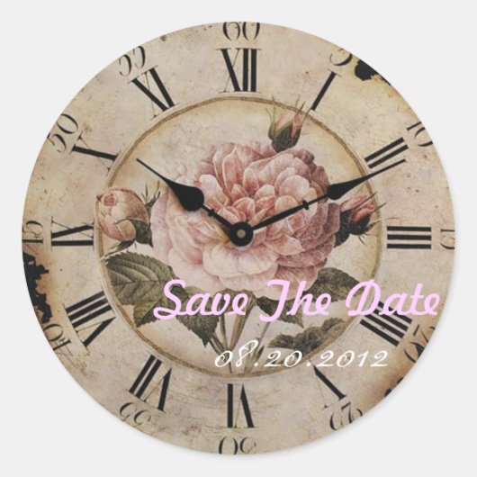 ヴィンテージピンクローズフローラスチームパンク結婚ズ ラウンドシール (正面)