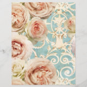 ヴィンテージピンクローズフローラダマススクレープブック紙 (裏面)