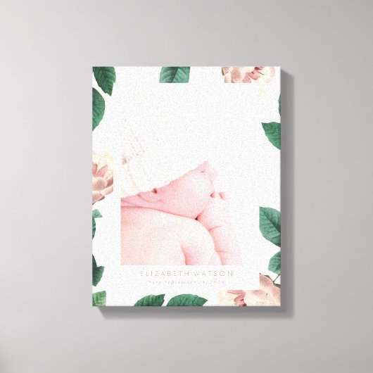 ヴィンテージピンクローズフローラフレームキャンバス印刷 キャンバスプリント (正面)